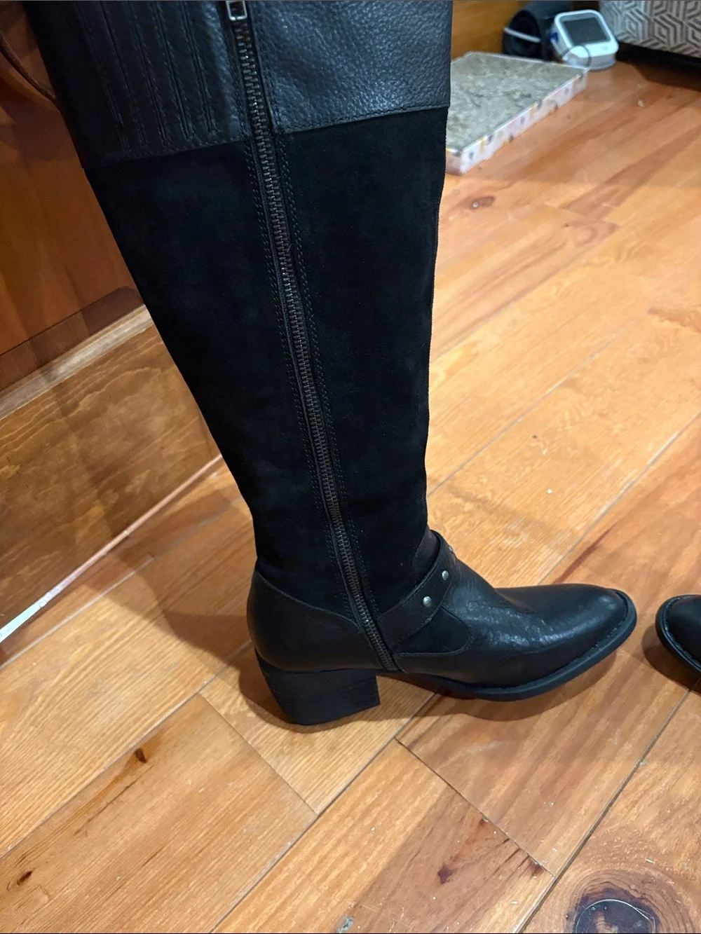 Born Black Over-the-Knee Riding Boots with Side Zip